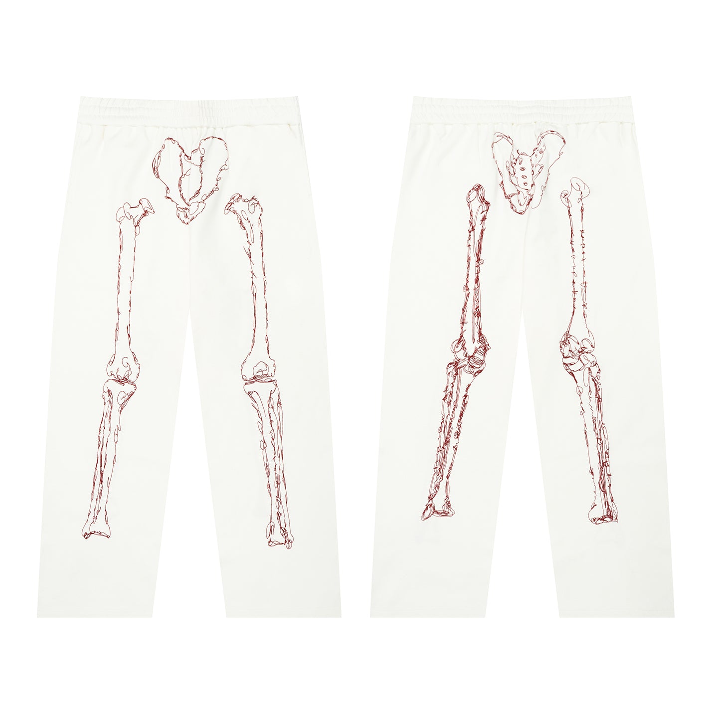 GRAF&WU Skeletal Leg Bone Graphic Print Streetwear Joggers