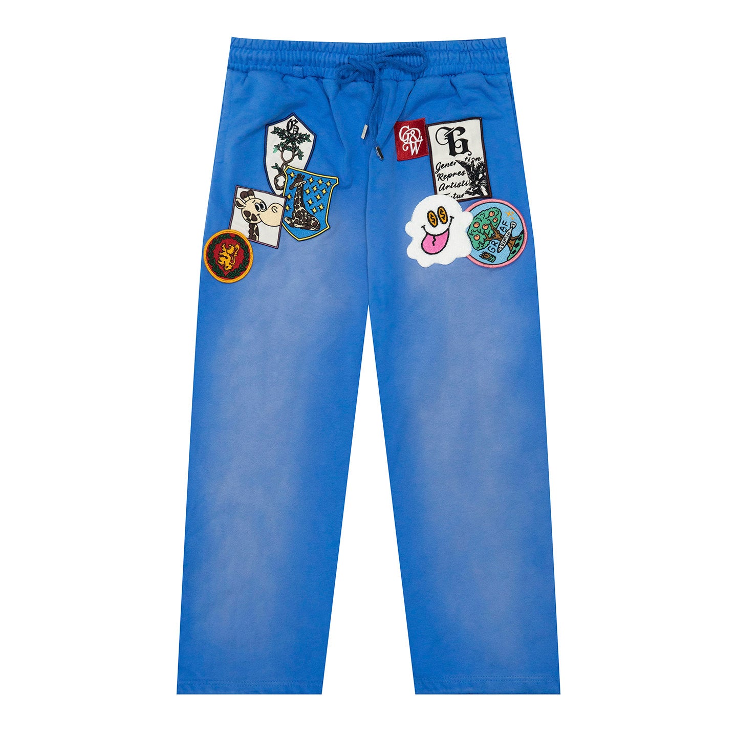 GRAF&WU Badge Character Design Graphic Vintage Washed Pants