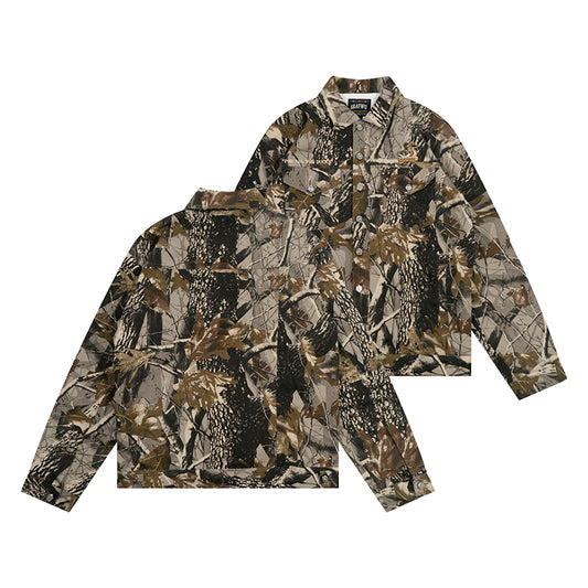 GRAF&WU Leaf Branch Camo Fleece Work Jacket - Outdoor Tactical Jacket