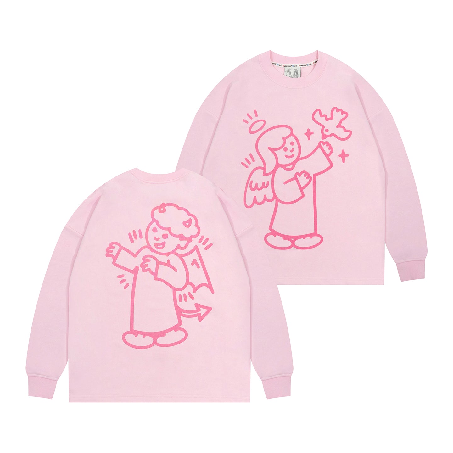 GRAF&WU Angel Devil Graphic Cotton Long-Sleeve Shirt