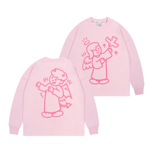 GRAF&WU Angel Devil Graphic Cotton Long-Sleeve Shirt