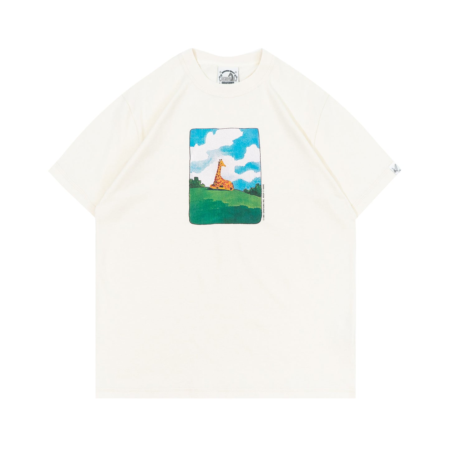 GRAF&WU Peaceful Giraffe Scenery Graphic T-shirt