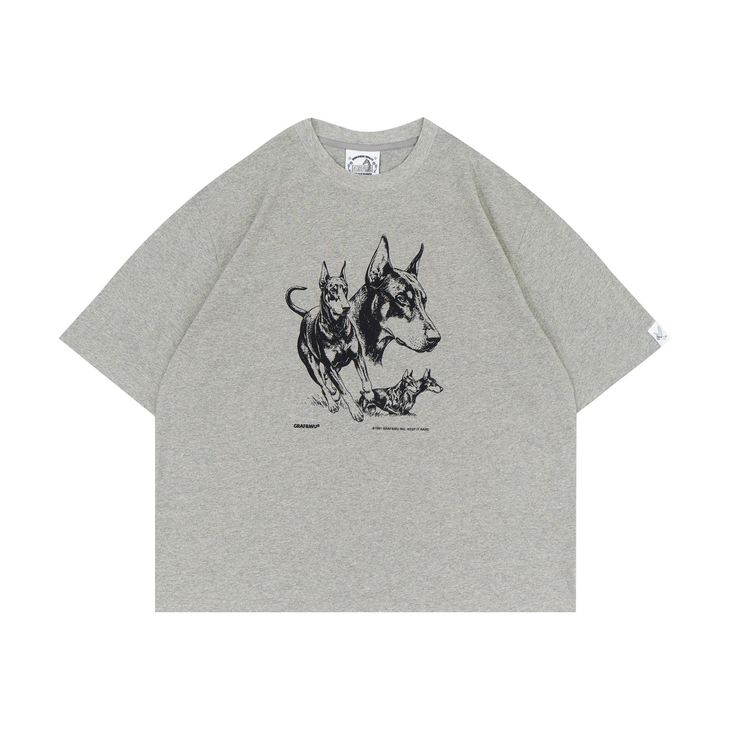 GRAF&WU Vintage Farm Doberman Sketch Boxy Fit T-shirt