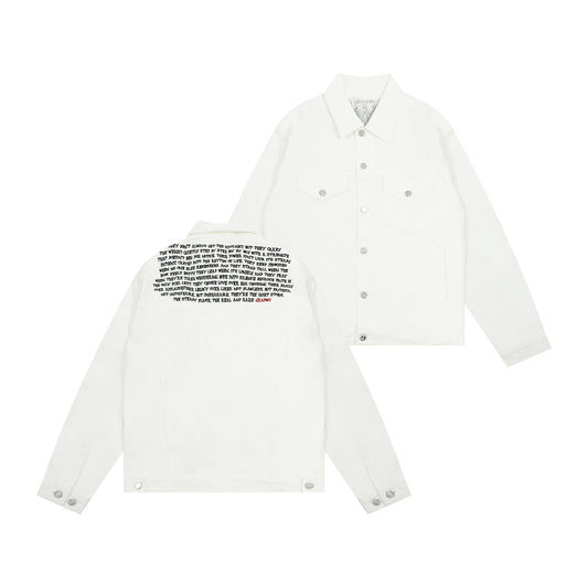 GRAF&WU Embroidered Poem Chenille Denim Jacket