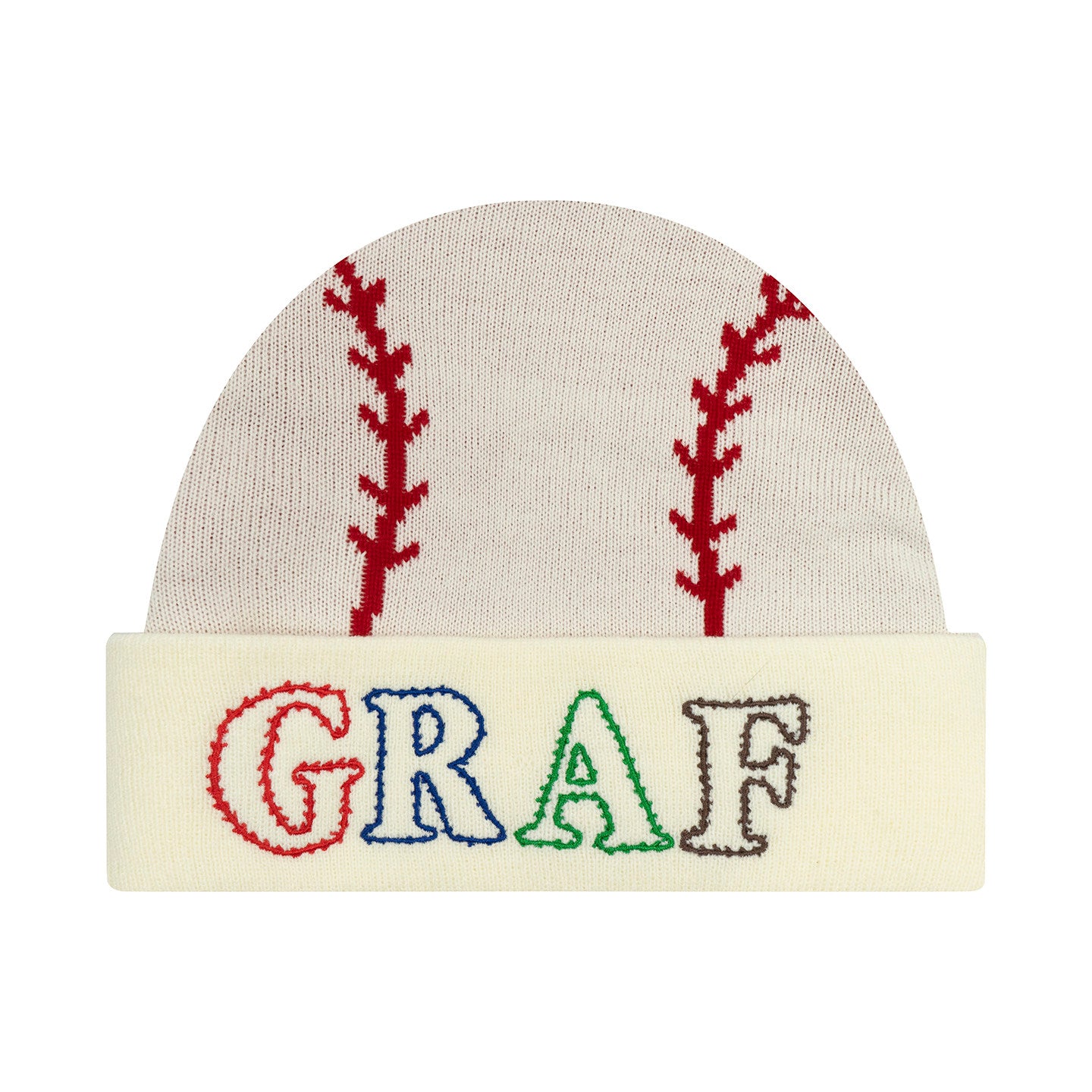 GRAF&WU Sports Baseball Style Red Stitched Design Cozy Warm Knitted Hat