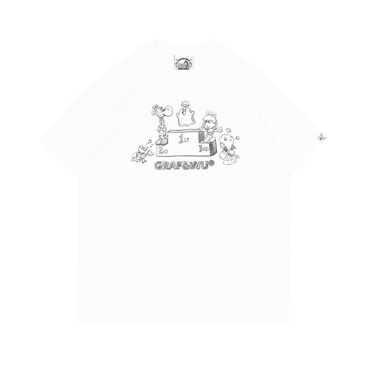 GRAF&WU IP Popularity Award Podium Cute Ghost Pencil Drawing T-shirt