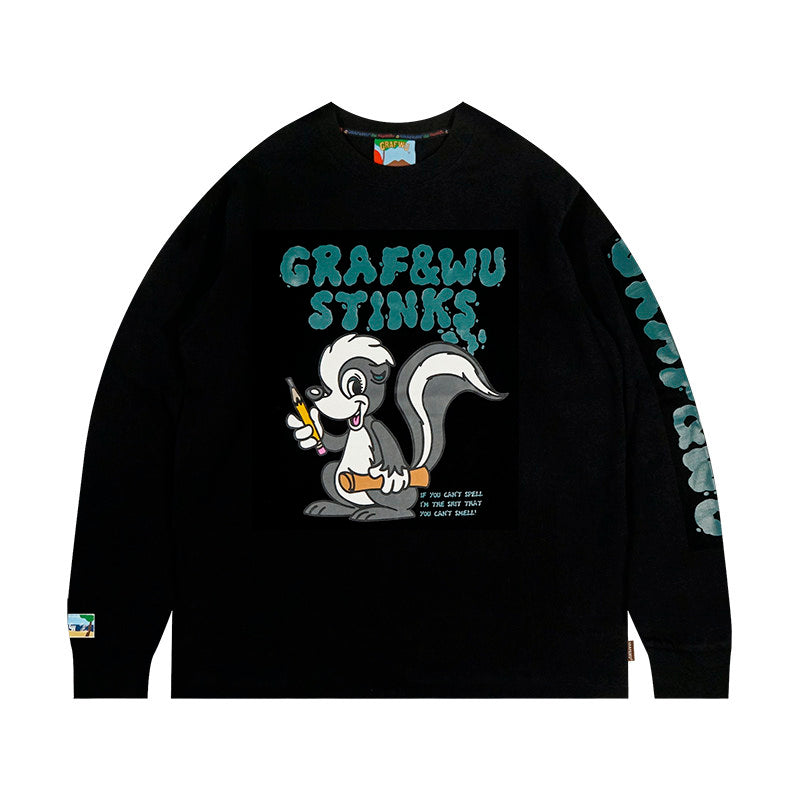GRAF&WU Stink Writer Skunk Write Lyrics Long-sleeved T-shirt