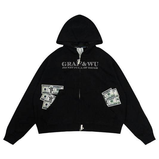 GRAF&WU Paid In Full Giraffe Money Graphic Zip-up Cozy Hoodie