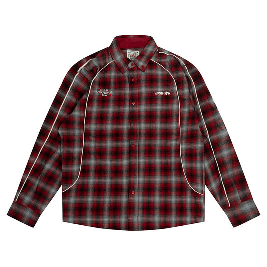 GRAF&WU Racing-themed Embroidered Streetwear Loose Brushed Shirt