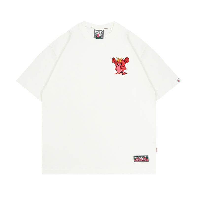 GRAF&WU T-Shirts Crayfish Cute Ghost Short Sleeves Loose Street Fashion Short Sleeve Men Women Cotton Shirts Casual T-Shirt