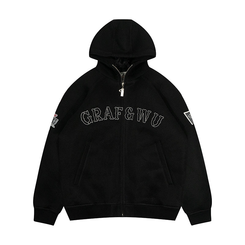 GRAF&WU Letter Embroidered Goddess Badge Warm Thick Coat