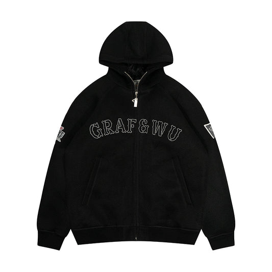 GRAF&WU Letter Embroidered Goddess Badge Warm Thick Coat