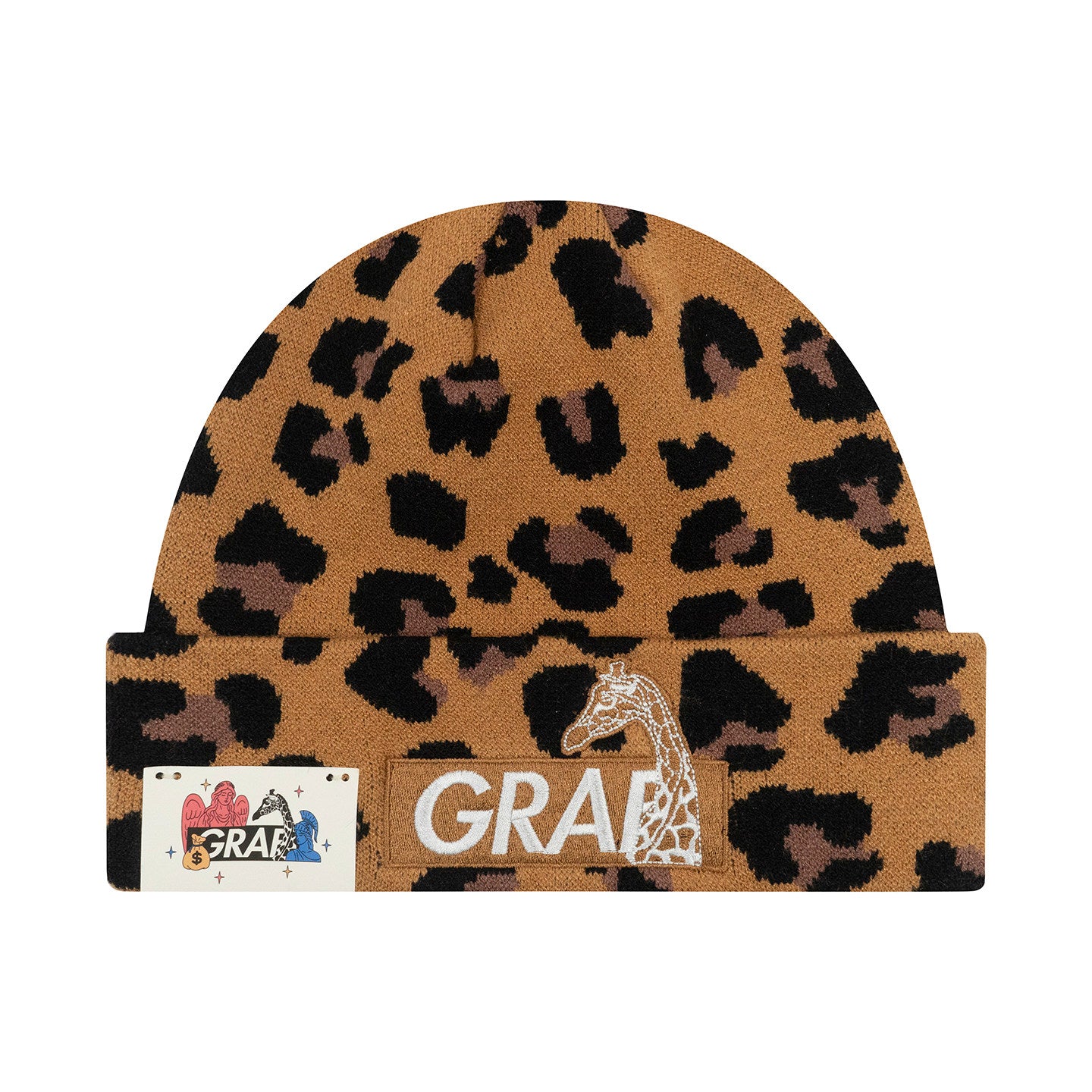 GRAF&WU Animal Print Giraffe Embroidery Knit Hats Fashion Leopard Beanie