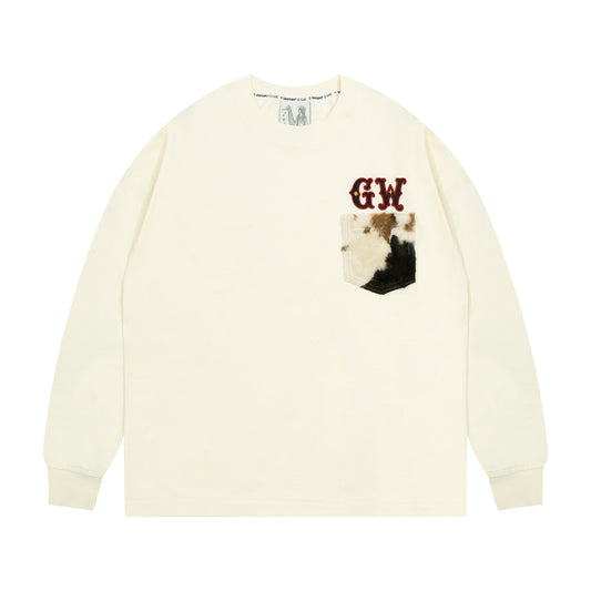 GRAF&WU Horsehair Western Pocket Design Cotton Long-Sleeve Shirt