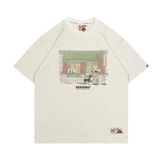 GRAF&WU Doberman Cute Ghost Shop Story Streetwear T-shirt
