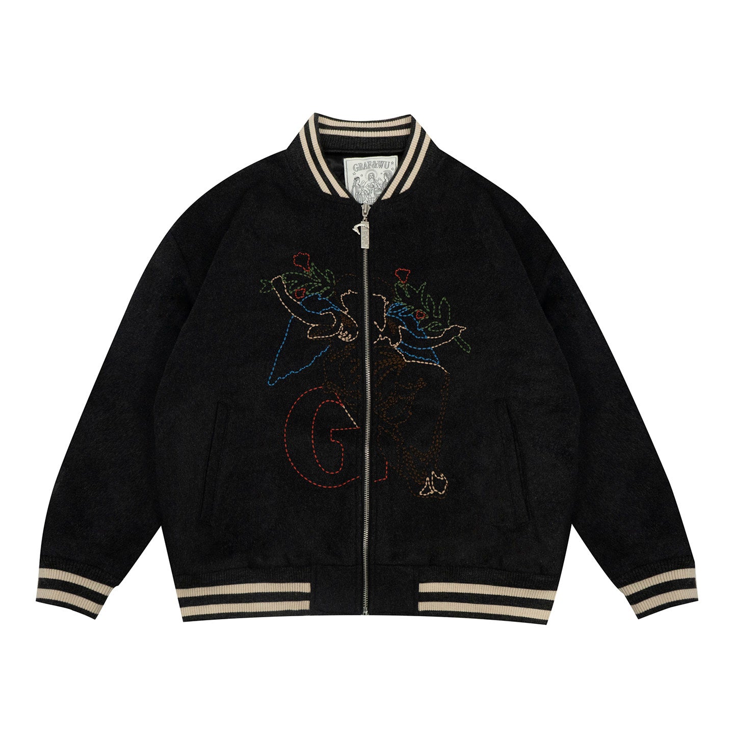 GRAF&WU Lucky Goddess Hand-embroidered Wool Vintage Jacket