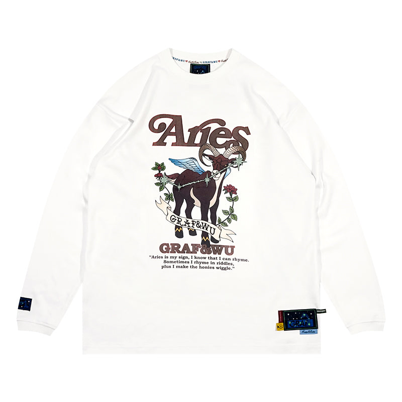 GRAF&WU 12 Signs Rap Lyrics Embroidery Print Long-sleeved Shirt