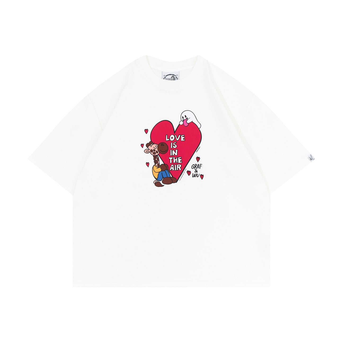 GRAF&WU Giraffe Cute Ghost Hug Love Boxy Fit Summer T-shirt