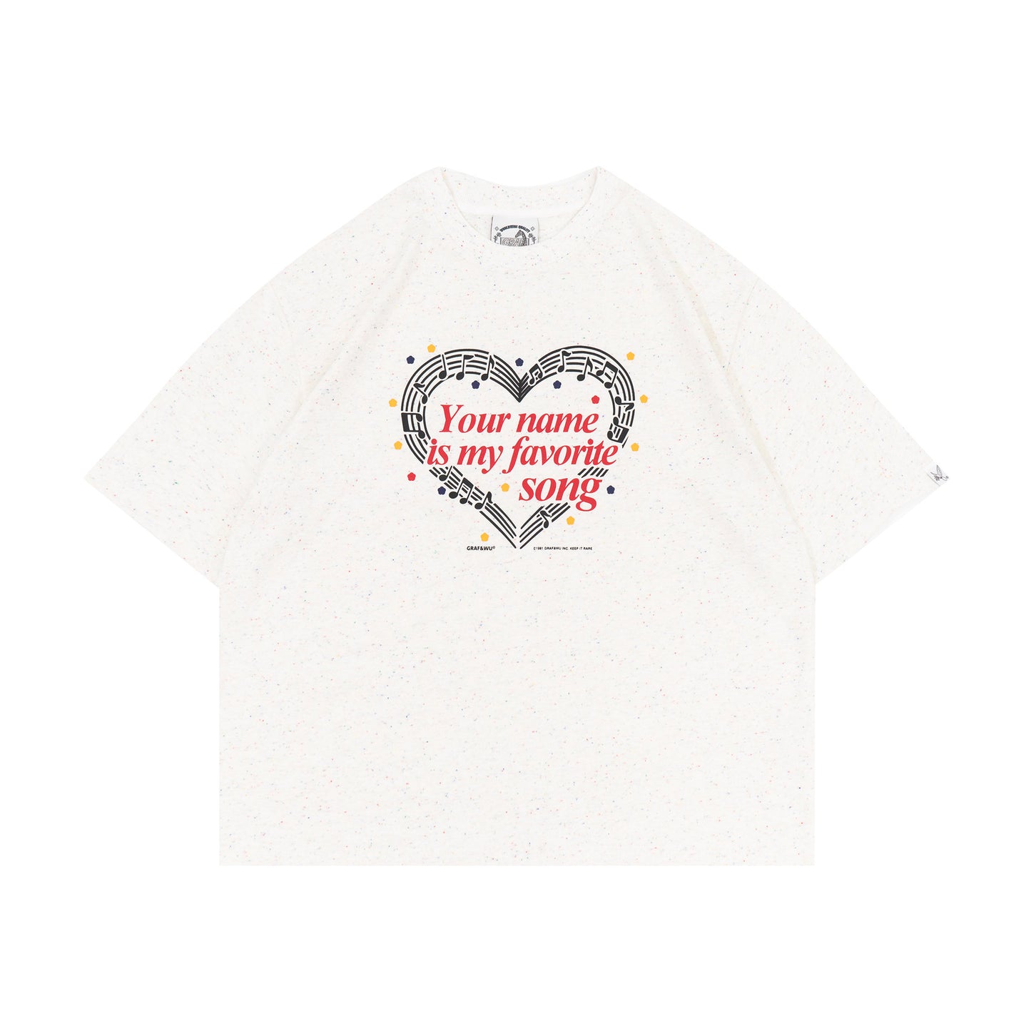 GRAF&WU Musical Notes Sweet words Print Boxy Cropped T-shirt