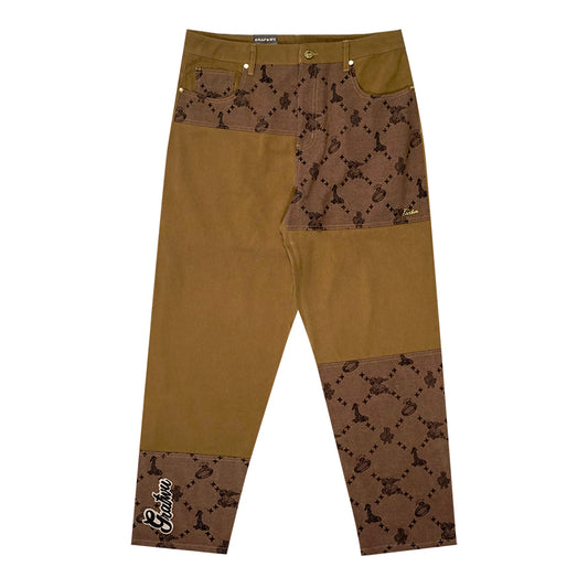 GRAF&WU Fashion Spliced Canvas Workwear Loose Trousers