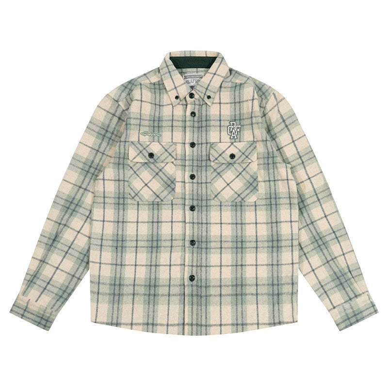 GRAF&WU Brand Letter Embroidered Fashion Flannel Loose Shirt