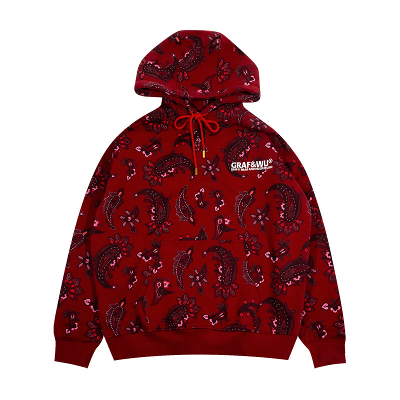 GRAF&WU Paisley 2.0 Illustrated Art Printed Fleece Hoodie