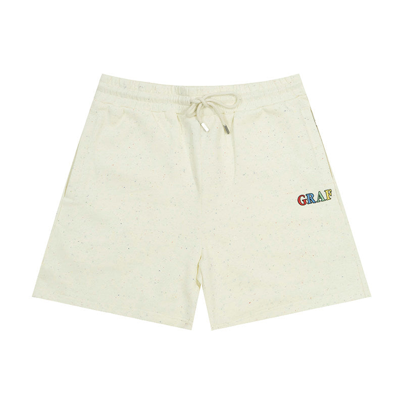 GRAF&WU Colorful Letter Embroidered Cozy Athletic Casual Shorts