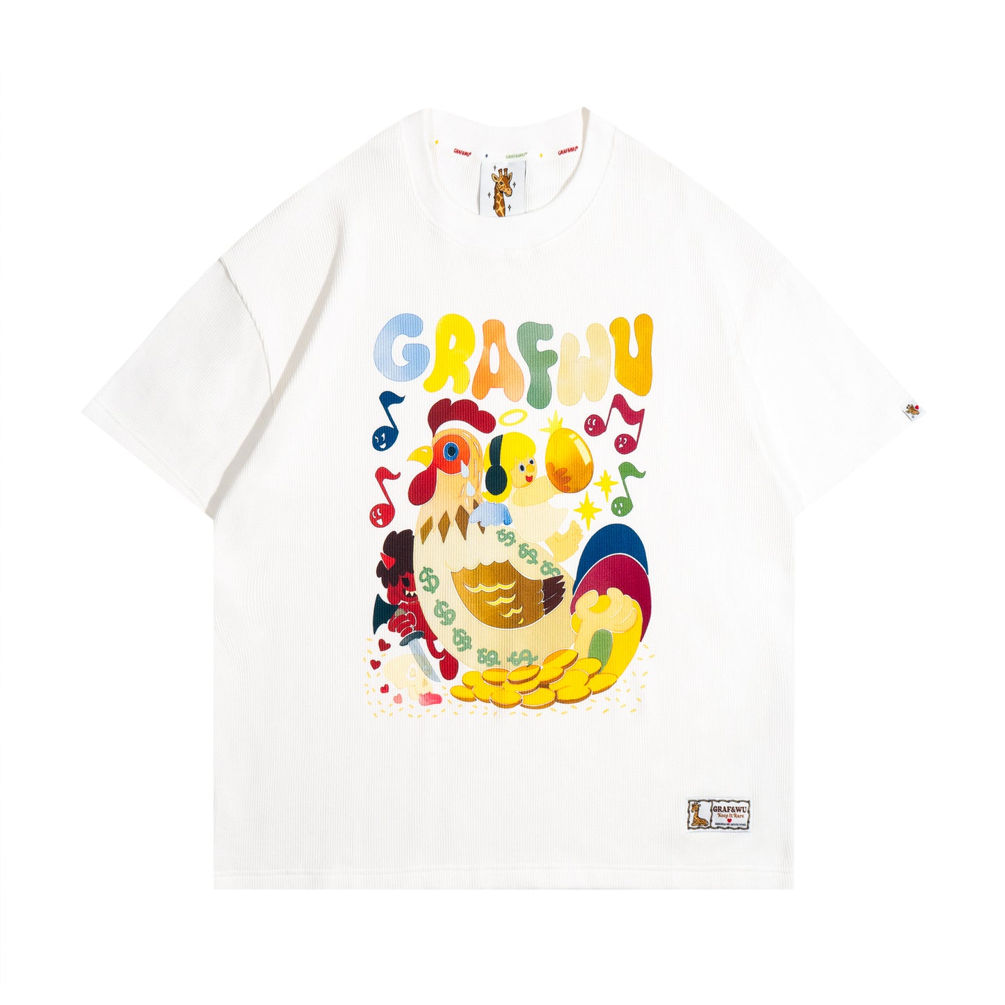 GRAF&WU Giraffe Fable Killing the Egg-Laying Goose Streetwear Casual T-Shirt