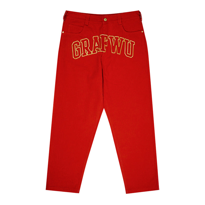 GRAF&WU Brand Letter Logo Embroidered Casual Pants