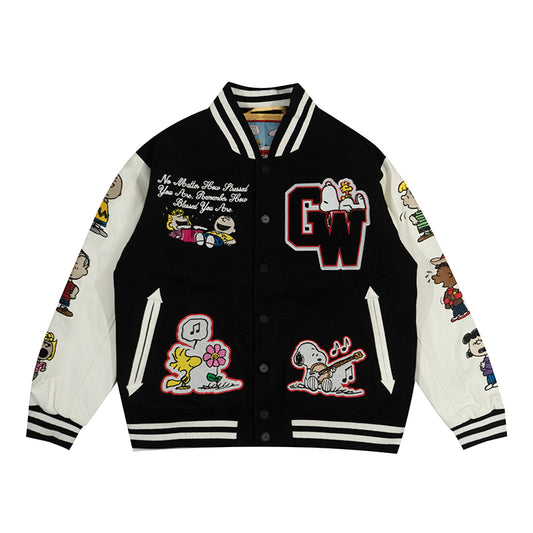 GRAF X PEANUTS All Characters Embroidered Baseball Jacket