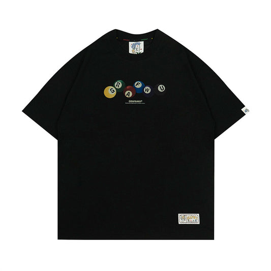 GRAF&WU Colorful Billiards Element Printed Streetwear T-shirt