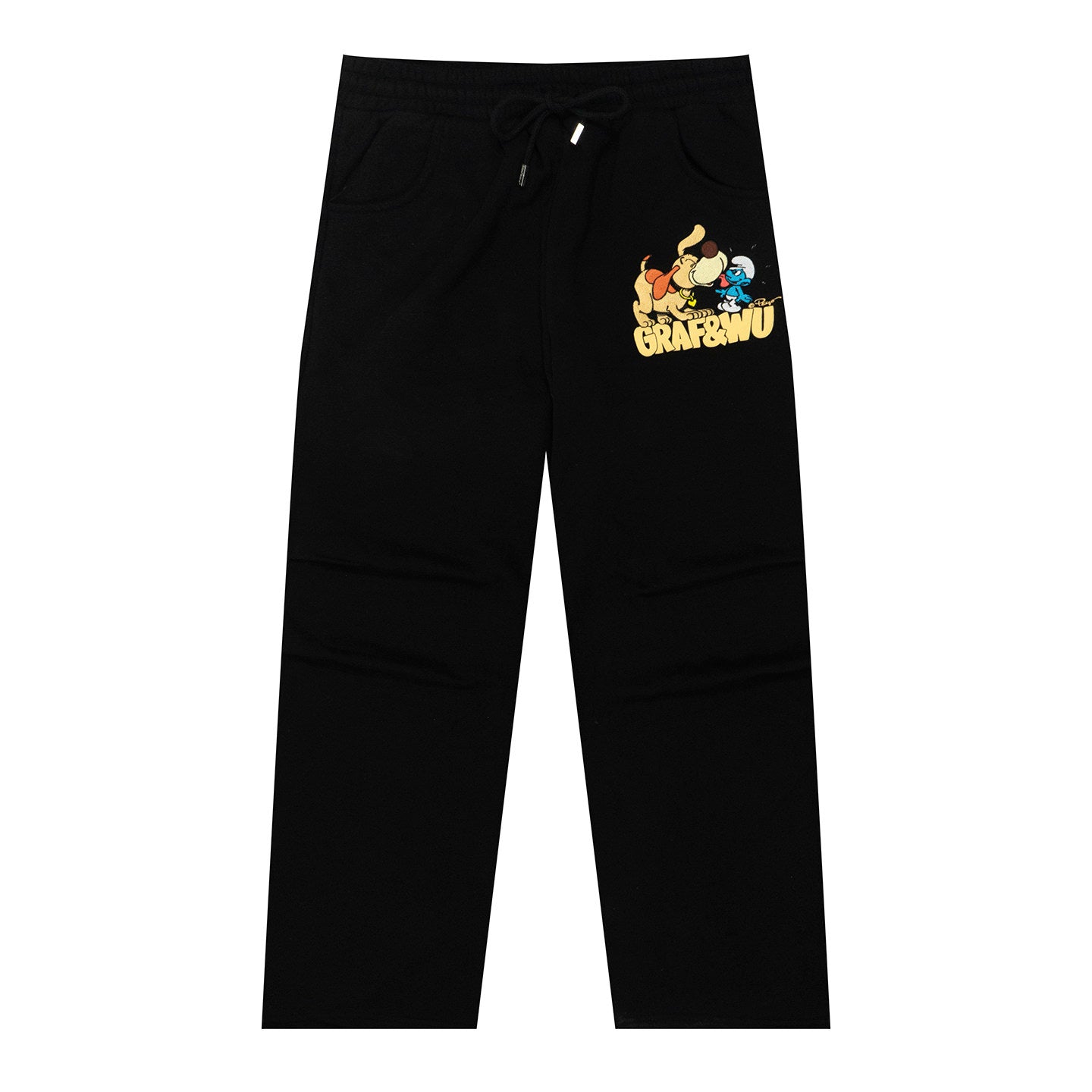 GRAF X SMURF Cat Dog Chasing Embroidered Fleece Trousers