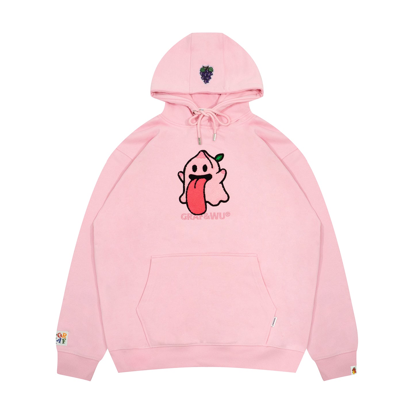 GRAF&WU Fruit Cute Ghost Towel Embroidery Fleece Hoodie