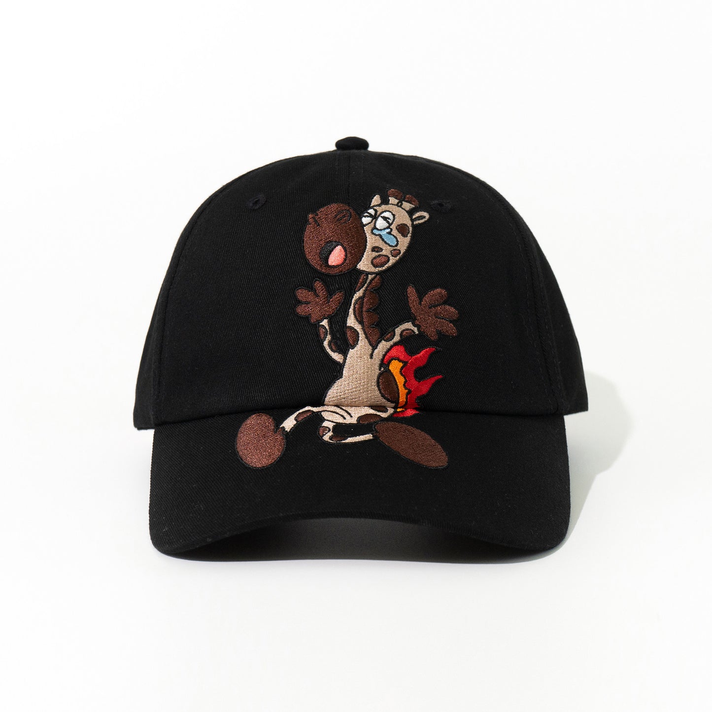 GRAF&WU Burning Giraffe Embroidered Baseball Cap Funny Cartoon Hat