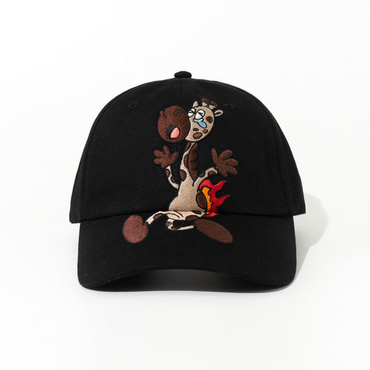 GRAF&WU Burning Giraffe Embroidered Baseball Cap Funny Cartoon Hat