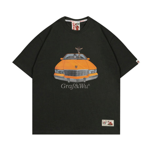 GRAF&WU  Classic Convertible Vintage Car Giraffe Nostalgia T-shirts
