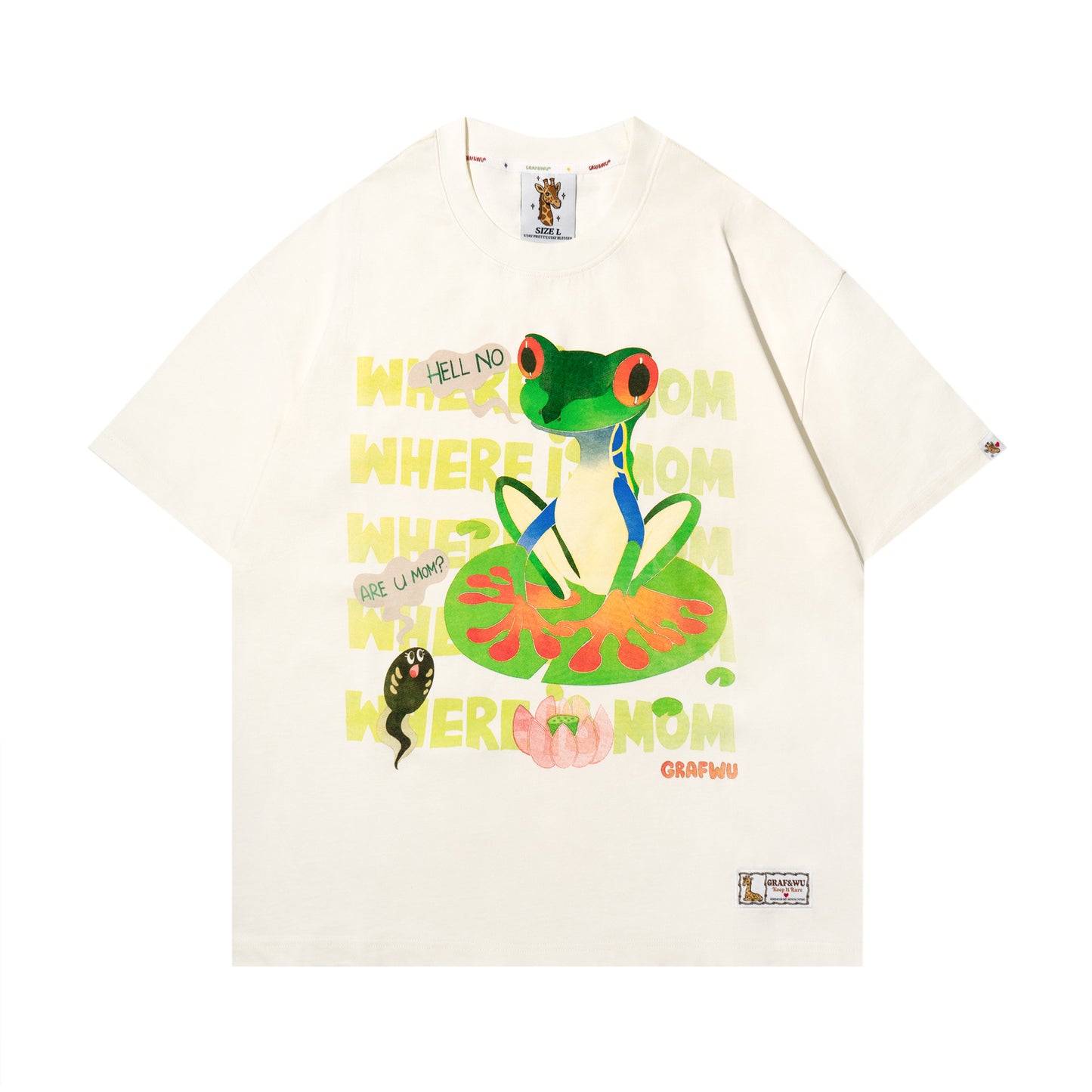 GRAF&WU Giraffe Fable Tadpoles Find Their Original Home Thin Cool Feeling Fabric T-Shirt