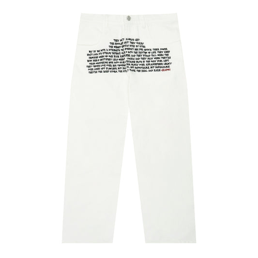 GRAF&WU Embroidered Verse Chenille Denim Pants