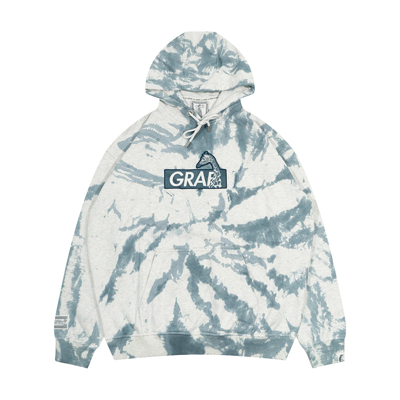 GRAF&WU Original Giraffe Swirl Tie-Dye Design Oversize Pullover Hoodie