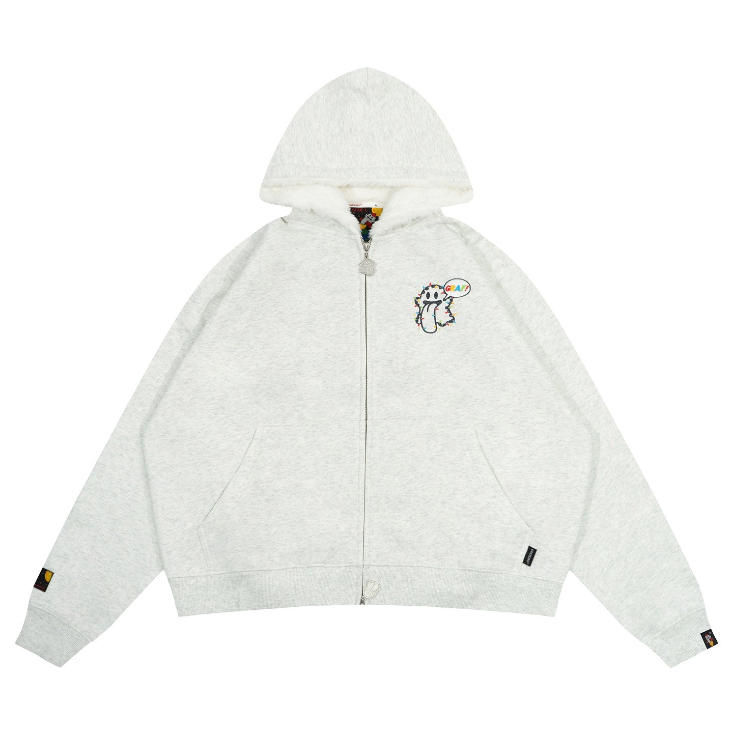 GRAF&WU 12 Christmas Cute Ghost Retro Fleece Cardigan Fur Hat