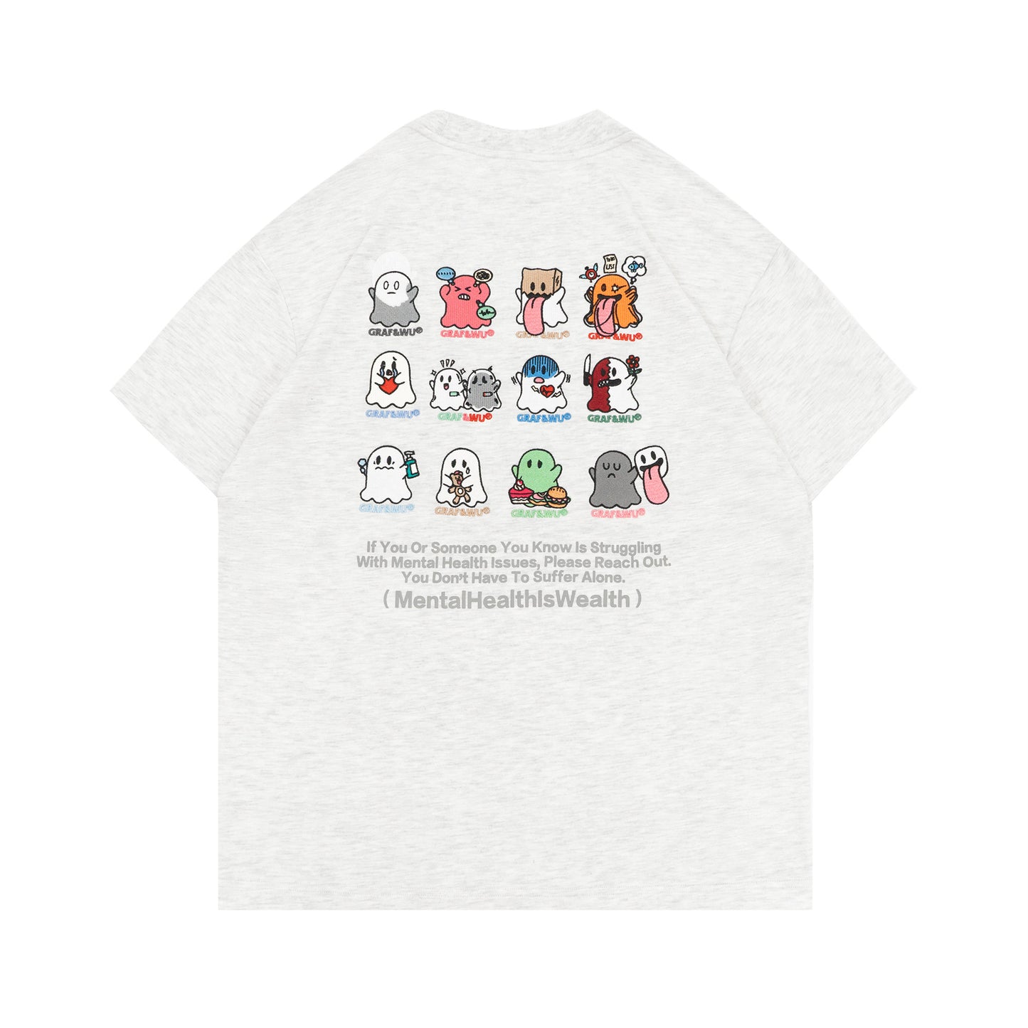 GRAF&WU 12 Mental Healing Cute Ghost Characters T-shirts
