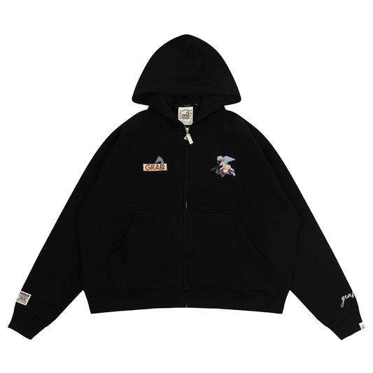 GRAF&WU AK47 Angel Embroidery Zip-up Hoodie