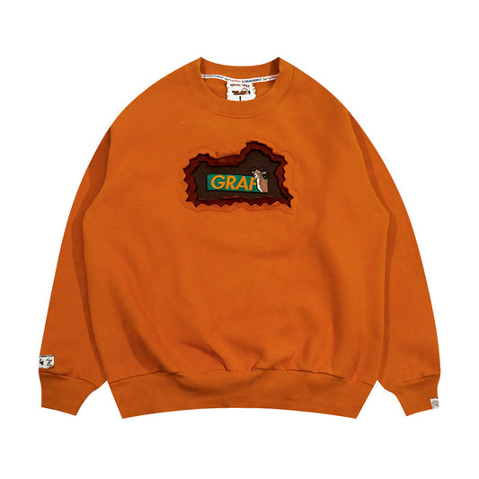 GRAF&WU Classic Erosion 2.0 3D Design Casual Fleece Crew Neck Sweatshirt