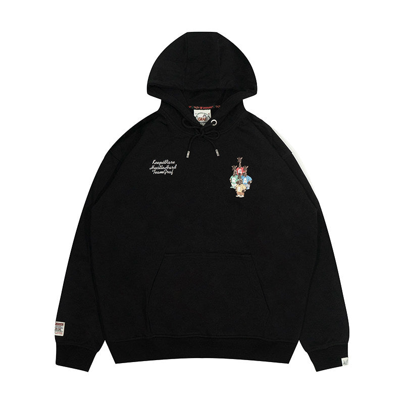 GRAF&WU Four Giraffe Overlapping Fleece Hoodie Trend Streetwear Sweatshirt