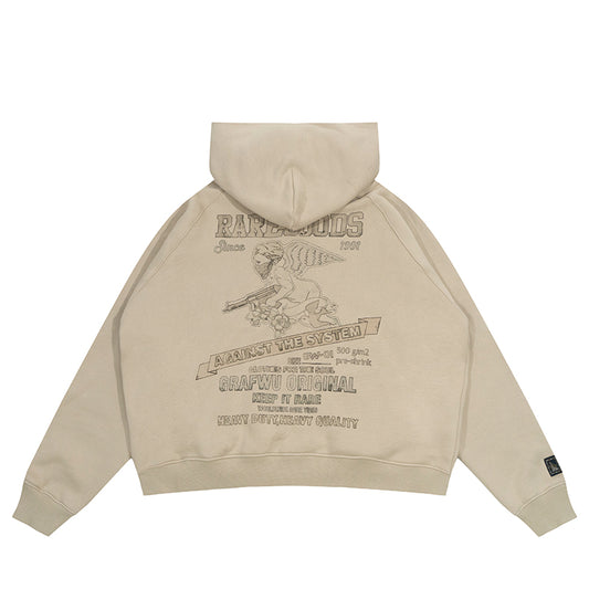 GRAF&WU Vintage AK47 Angel Barn Thick Fleece Zip-up Hoodie