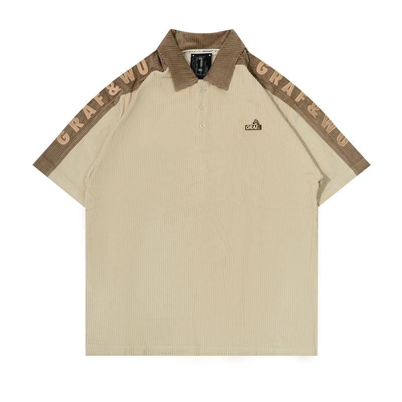 GRAF&WU Corduroy Letter embroidery Polo Shirt