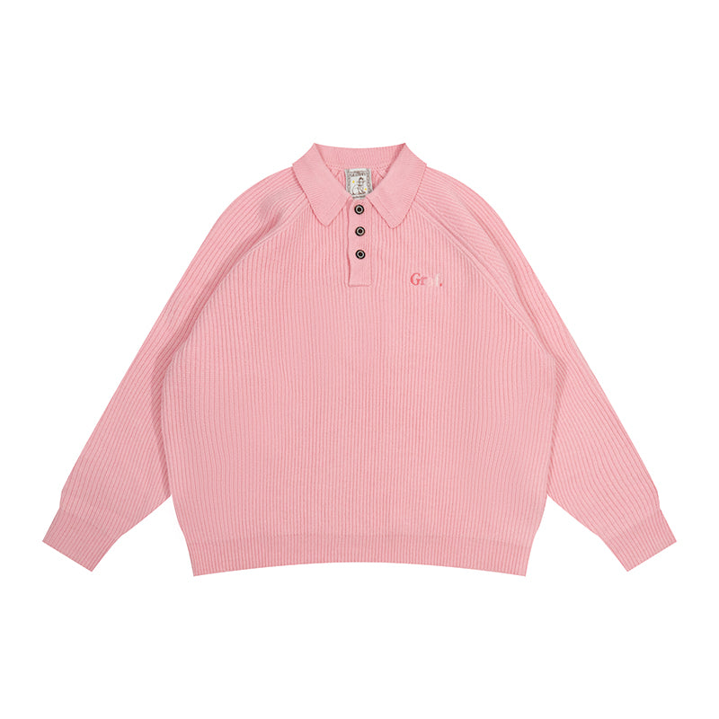 GRAF&WU Original Graf Embroidered Knitted Short POLO Collar Sweater