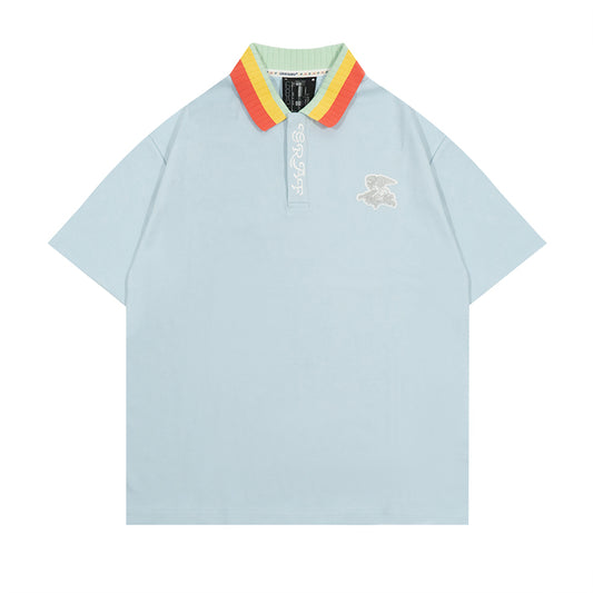GRAFWU Knitted Collar Design Ak Angel Deer Embroidered T-Shirt