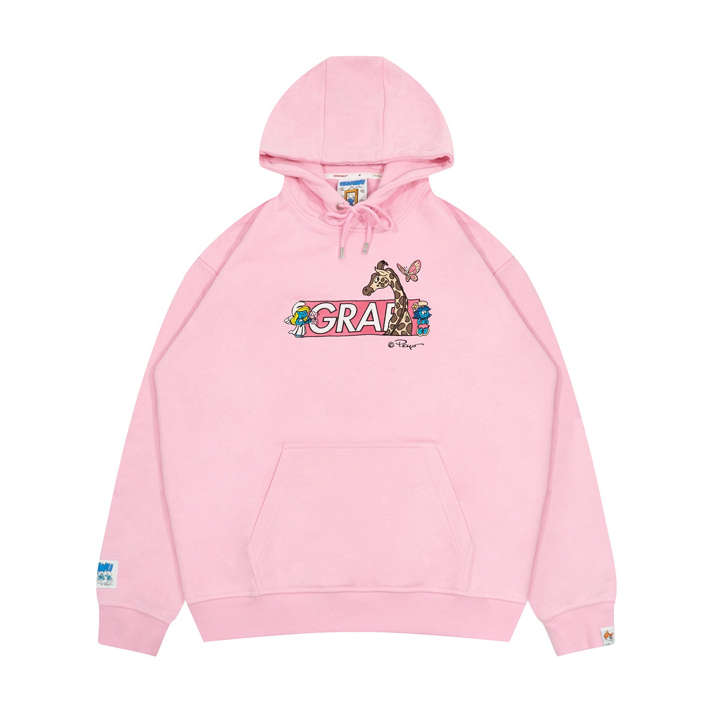 GRAF X SMURF Giraffe Smurf Embroidered Cartoon Fleece Hoodie