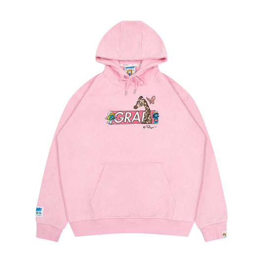 GRAF X SMURF Giraffe Smurf Embroidered Cartoon Fleece Hoodie